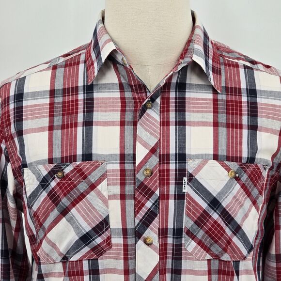 Levi's Other - Levi Strauss Two Horse Brand Shirt Men's Small Red Black White Plaid Long Sleeve